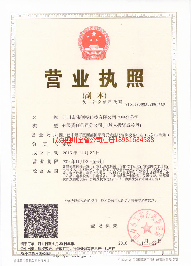 陇南陇南宏伟创投科技有限公司